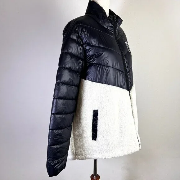 Las Vegas Raiders NFL Puffer Jacket Women's XL Black White Sherpa Gorpcore Fall - Picture 7 of 10